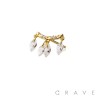 316L SURGICAL STEEL THREADLESS PUSH IN FLOATING MARQUISE CHAIN CZ TOP PART